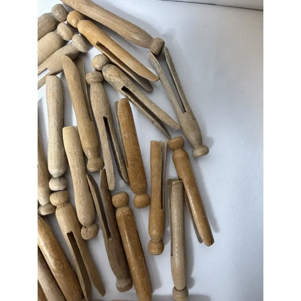 Vintage Wooden Clothespins Round Head Peg Style Bulk Lot Rustic Farmhouse Decor